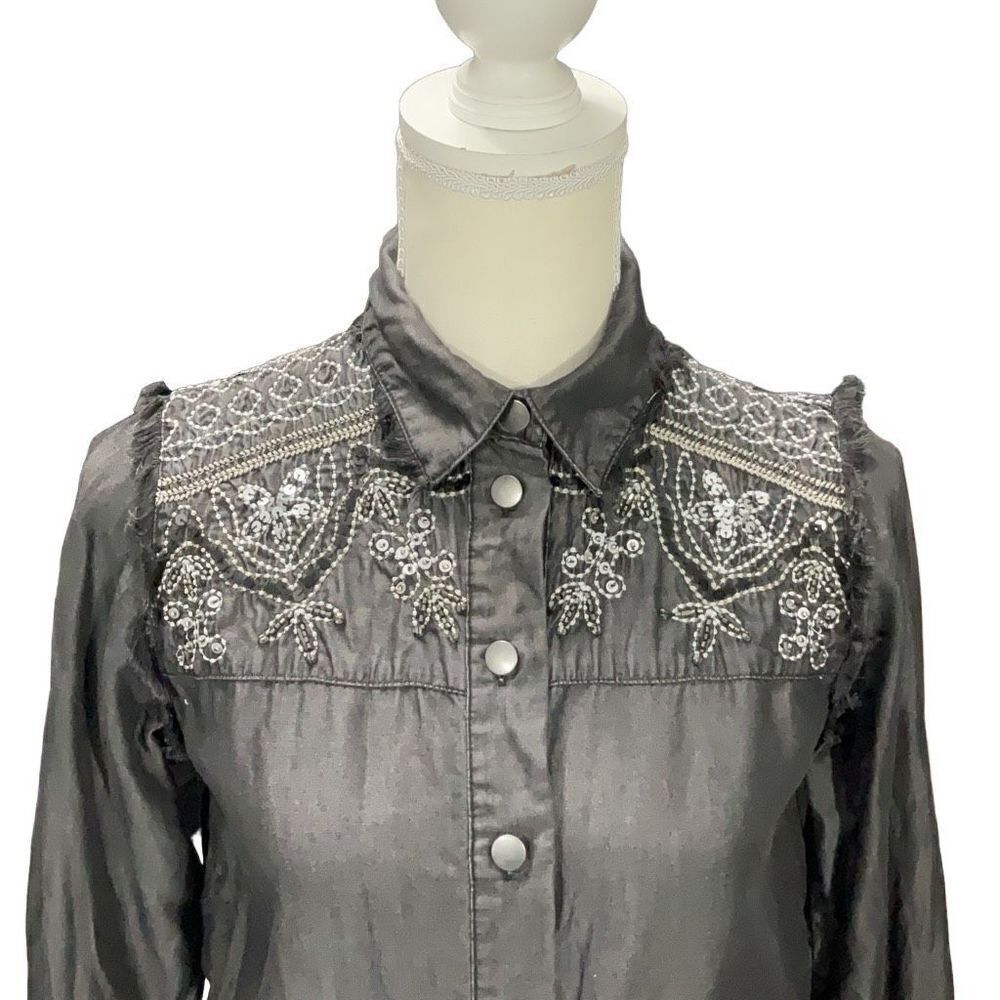 Zara Basic Collection Gray Button Front Embellish… - image 2